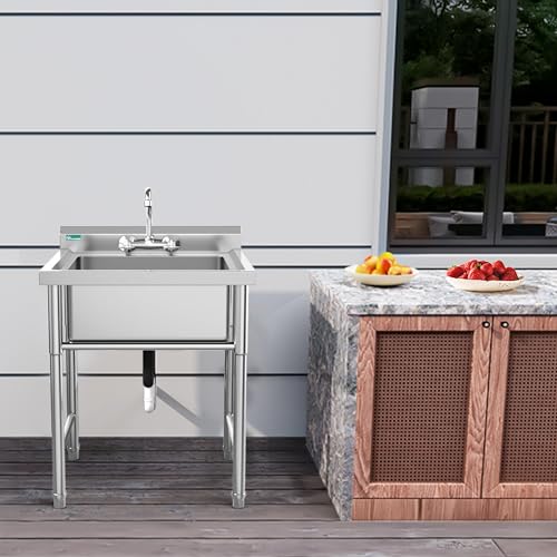 Stainless Steel Freestanding Single Bowl Utility Sink with Workbench N82475