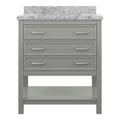 Grey Vanity Cabinet with White Marble Vanity Top C44138