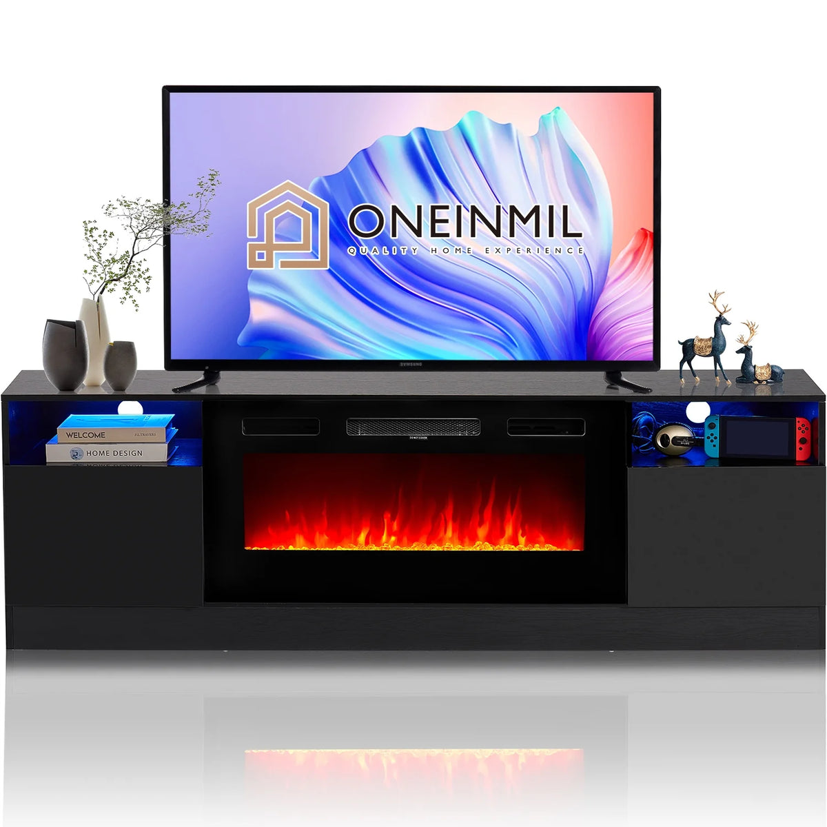 Black Fireplace TV Stand with 36'' Electric Fireplace L660