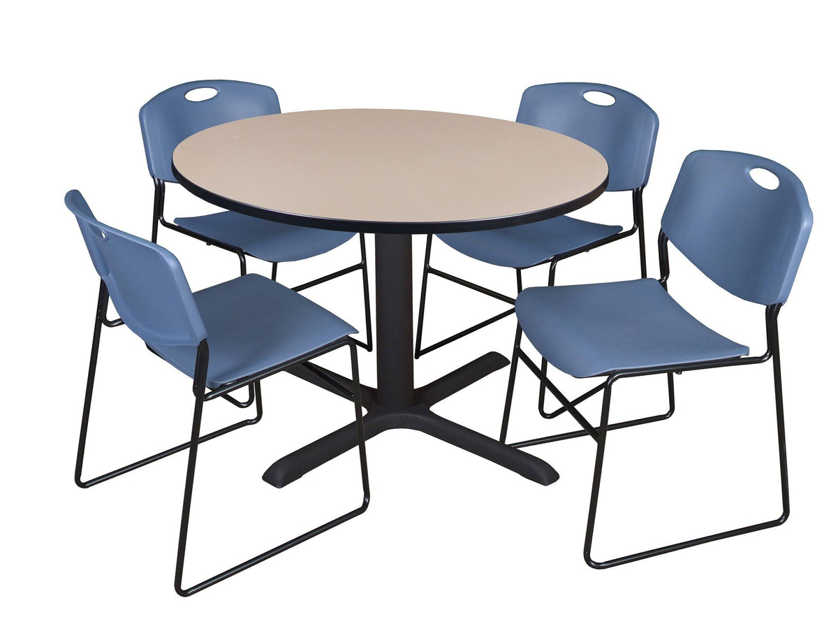 Round Breakroom Table and 4 Stack Chairs G66642
