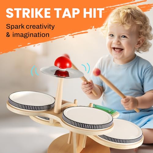 Wooden 8 in 1 Percussion Drum Kit with Xylophone Cymbal I247