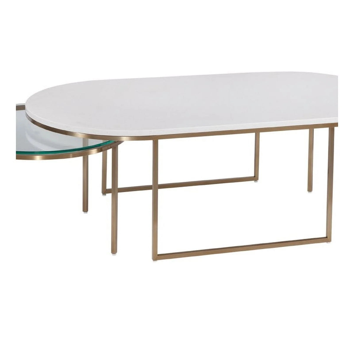 Gold Metal and White Terrazzo Nesting Cocktail Table V4291