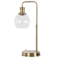 Gold Desk Lamp with Glass Shade and AC Outlet M78820