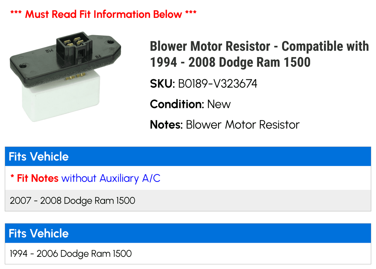 Blower Motor Resistor L152