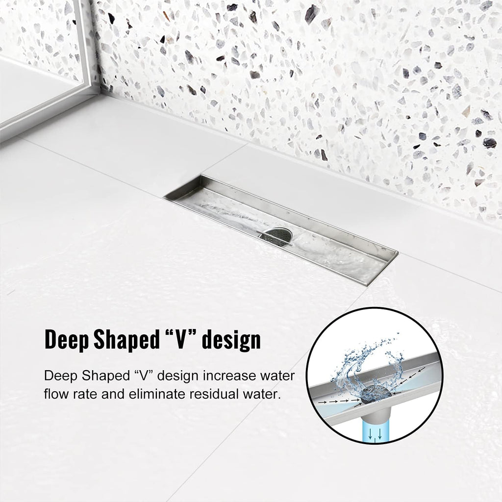 24 inch Brushed Stainless Steel Linear Shower Drain, Pack of 2 Y67879