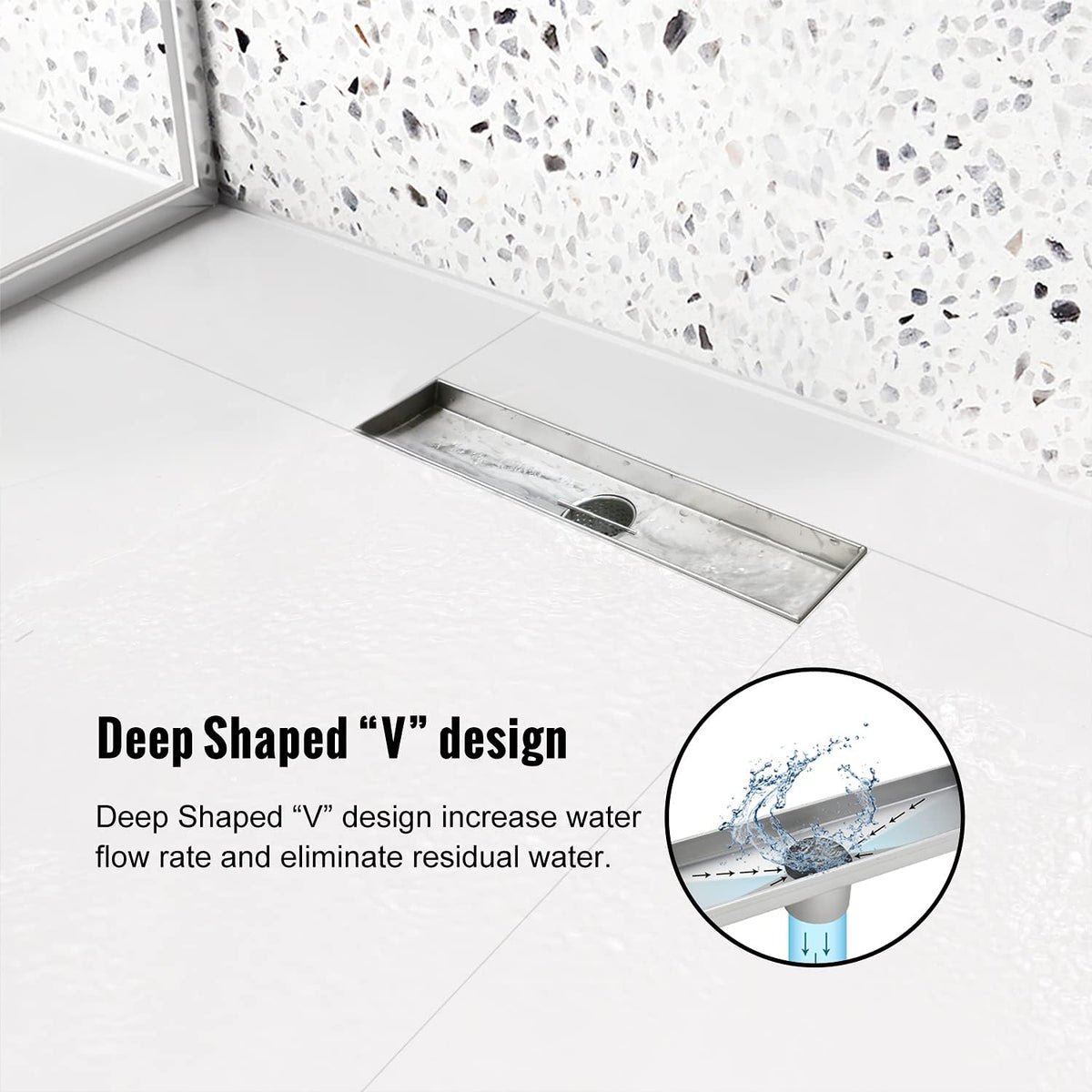 24 inch Brushed Stainless Steel Linear Shower Drain, Pack of 2 Y67879