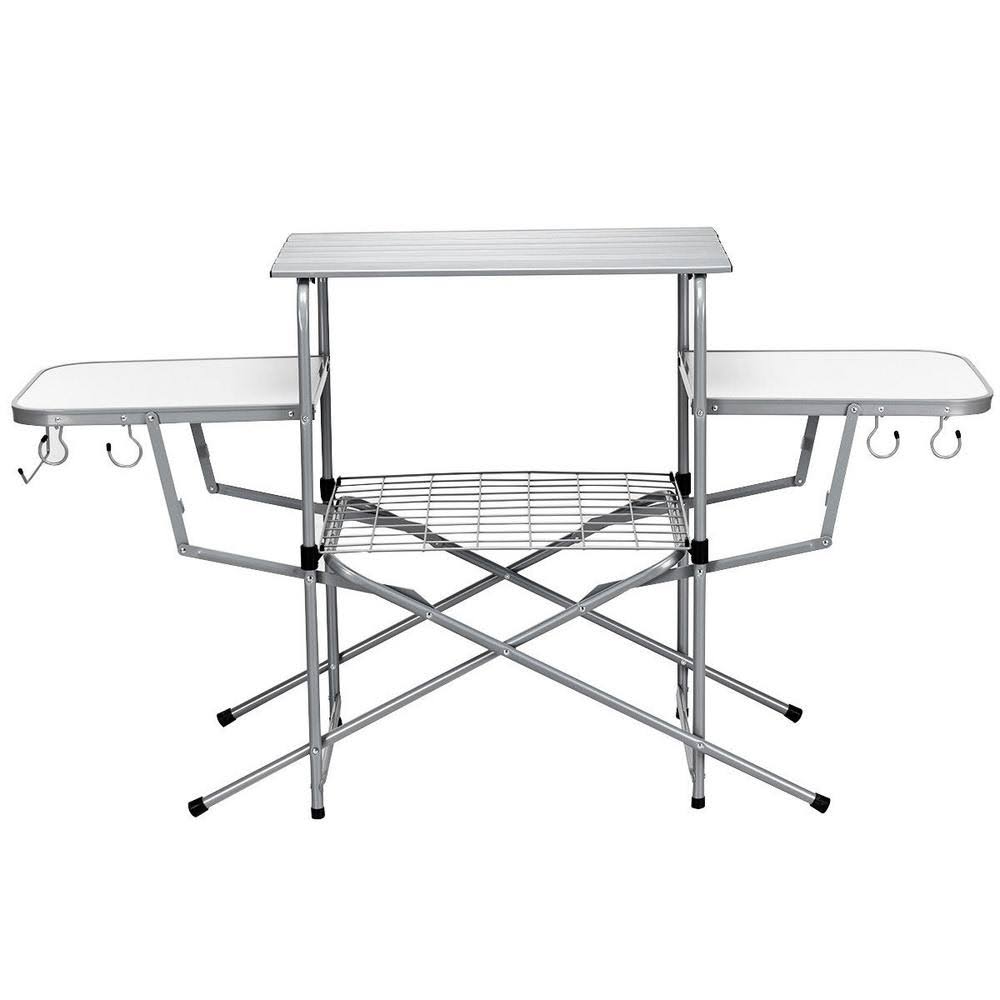 White Aluminum Foldable Camping Table C266396
