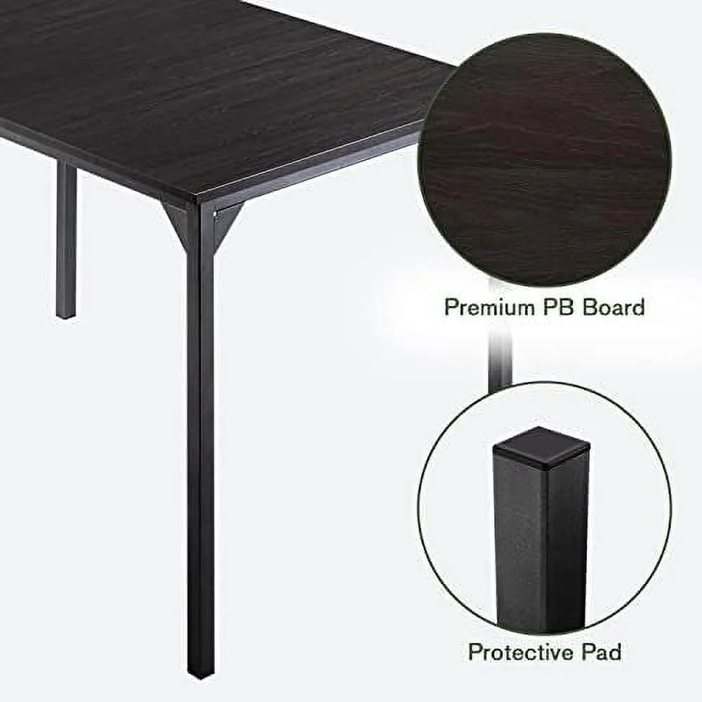 45" Dining Table Set for 4, 3-Pieces with Benches, Metal Frame and Wood Board, Brown L4600