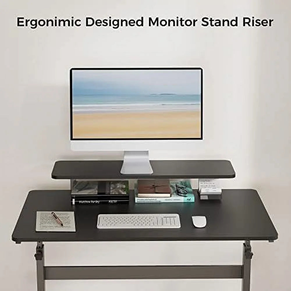 41 Inch Height Adjustable Mobile Standing Desk with Hutch M546074