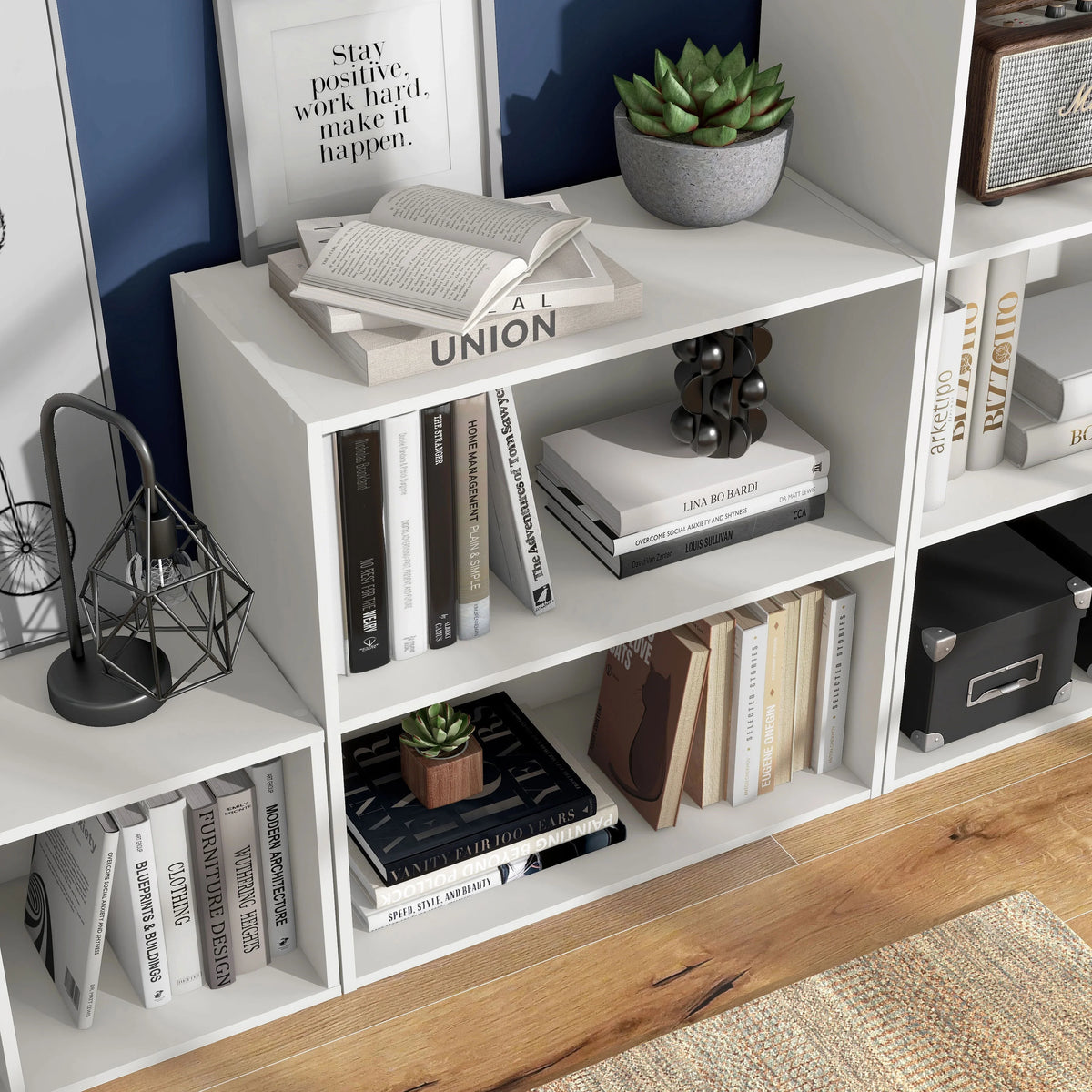 White 2-Tier Wood Bookcase K80727