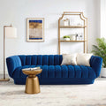 Navy Vertical Channel Tufted Velvet Sofa R65569