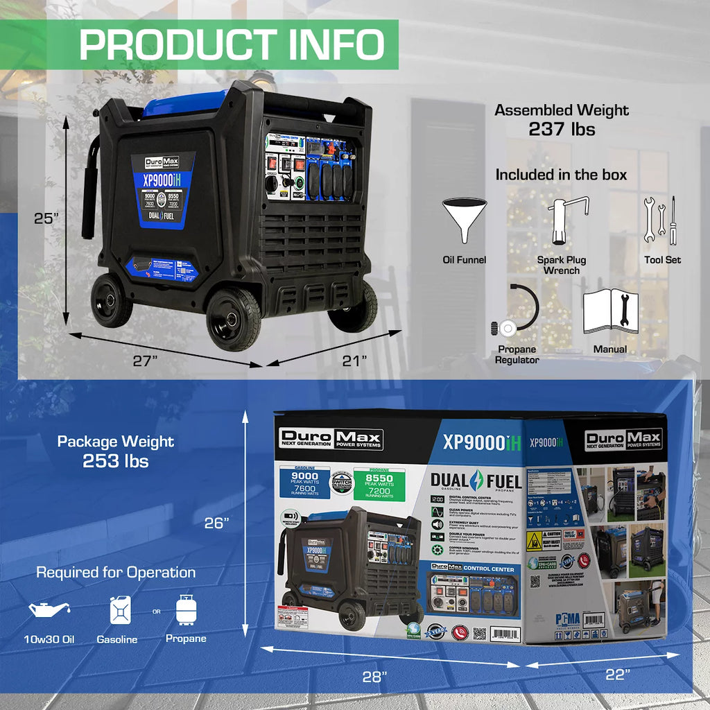 9000 Watt Dual Fuel Inverter Generator with CO Alert F34690