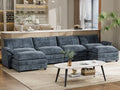 3 Seats L-Shaped Sectional Sofa with Movable Ottoman Gray B39957
