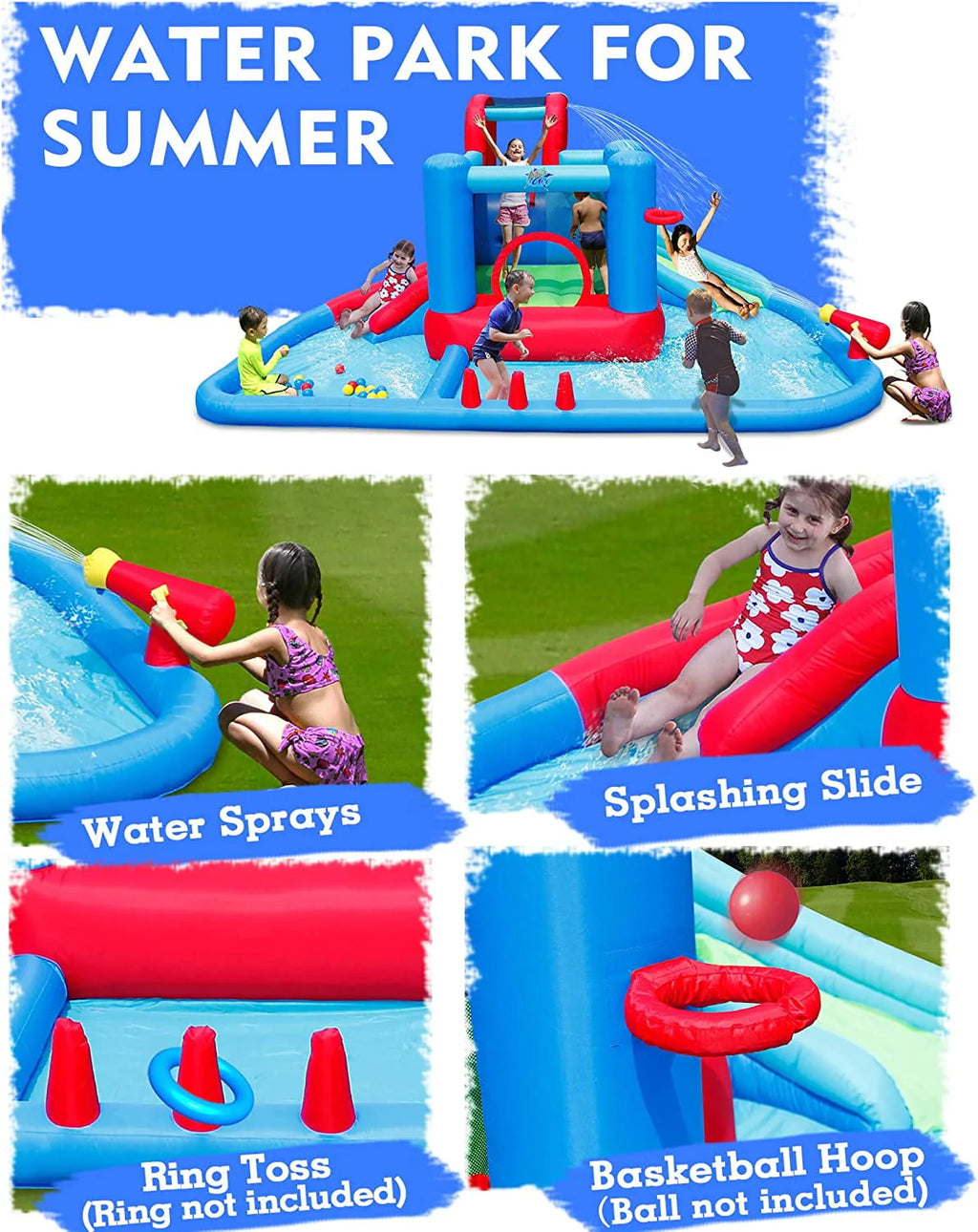 Inflatable Water Slide with Pool and 30 Pit Balls V302137