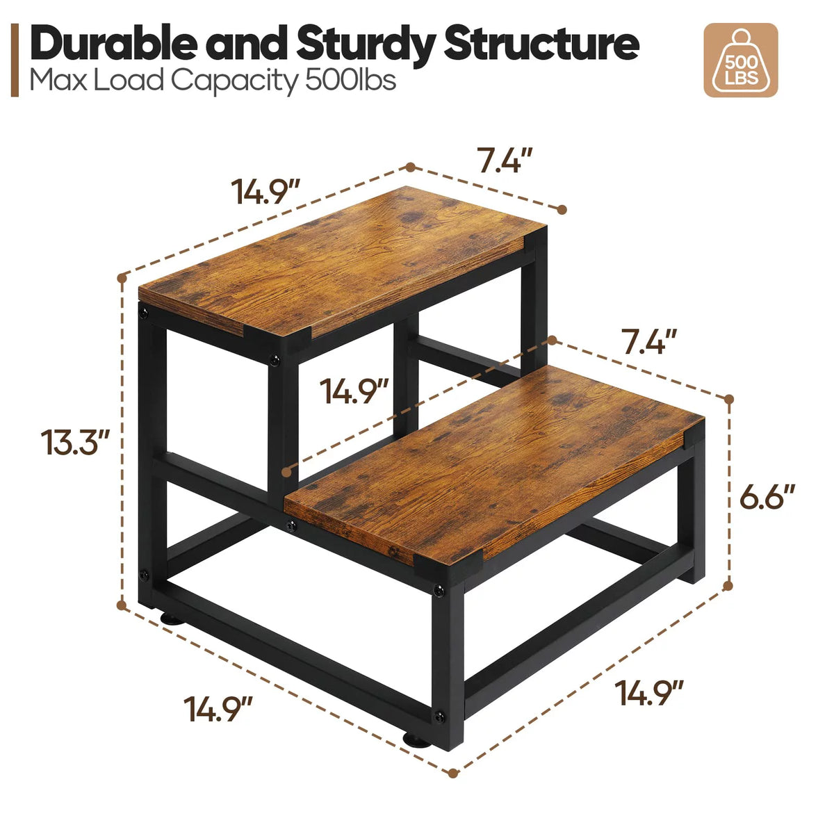 Heavy Duty 2 Step Wooden Stool N64443