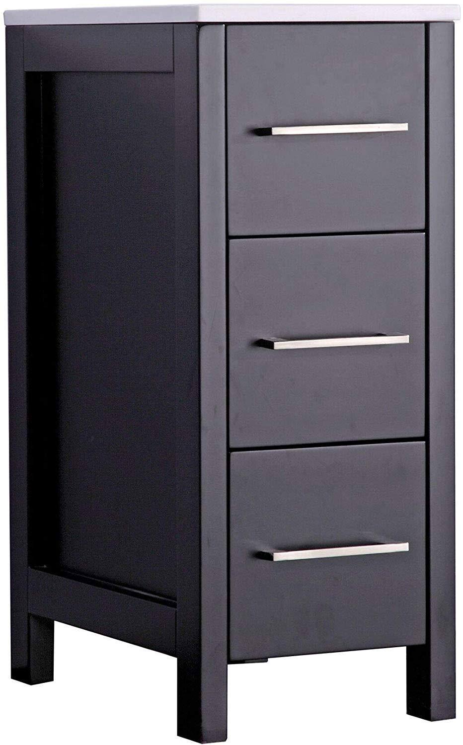 12 inch Wide Bathroom Vanity Cabinet with Ceramic Top S633