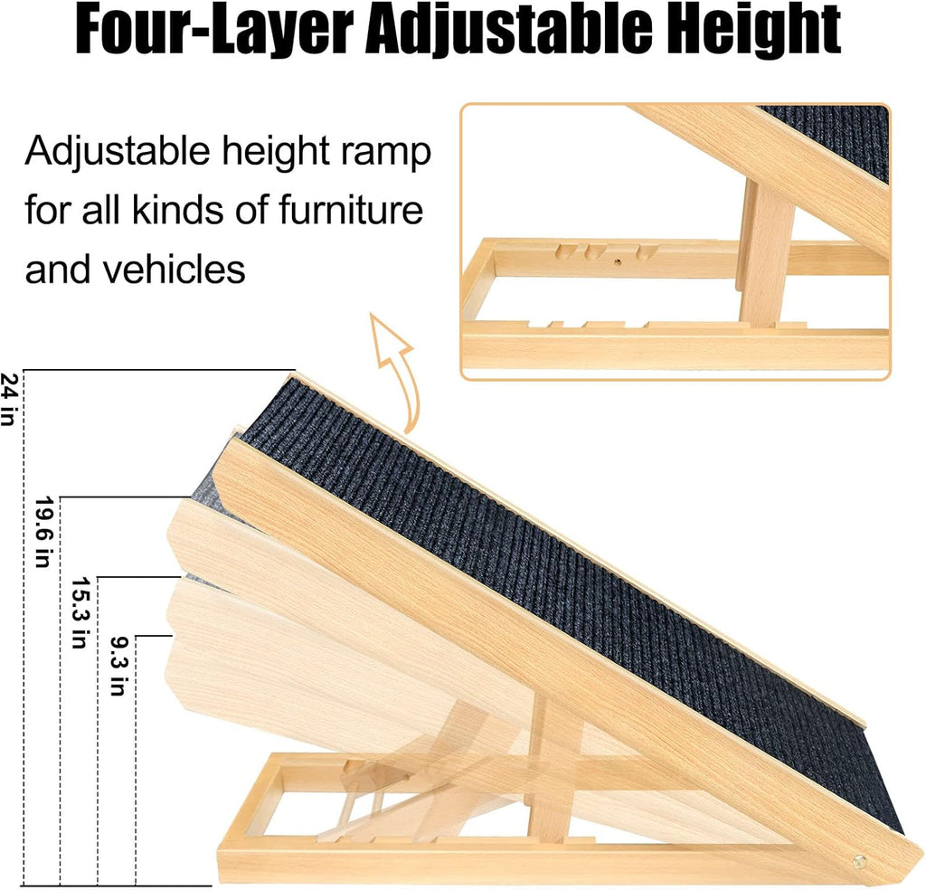 Adjustable Folding Portable Natural Wooden Pet Ramp R815