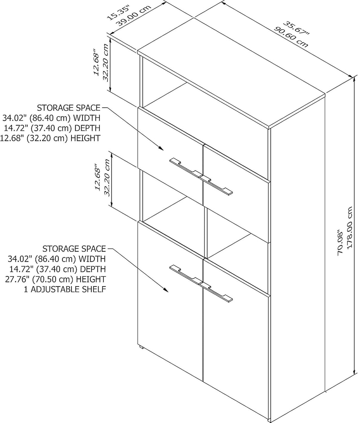 5 Shelf Bookcase with Doors in Sand Oak I84982