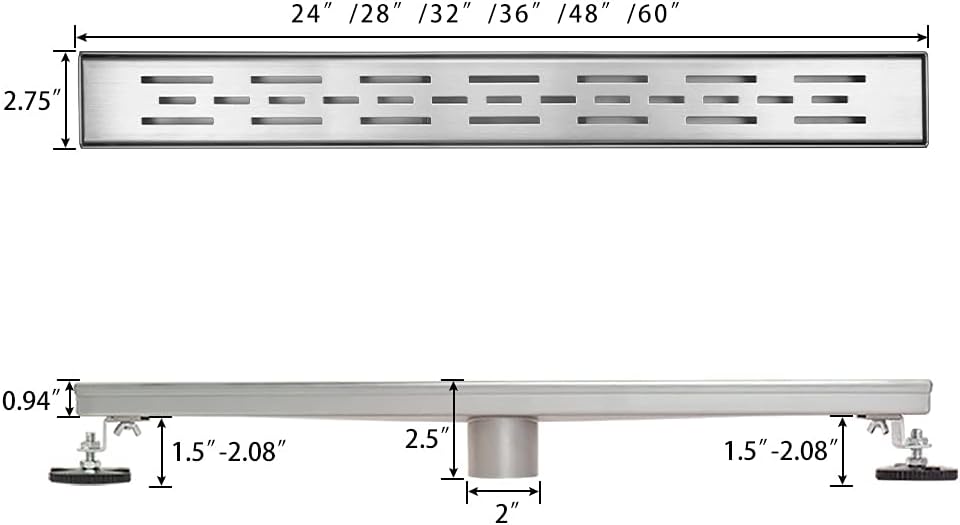 24 inch Brushed Stainless Steel Linear Shower Drain, Pack of 2 Y67879