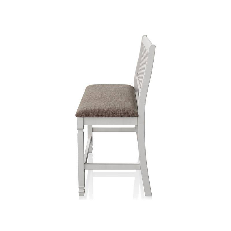 Antique White Fabric Pub Bench J4374