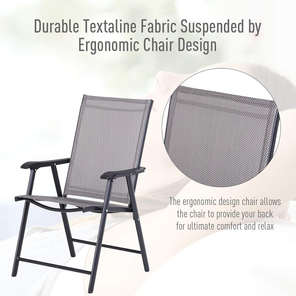 Folding Outdoor Patio Chairs Set of 4 O6145