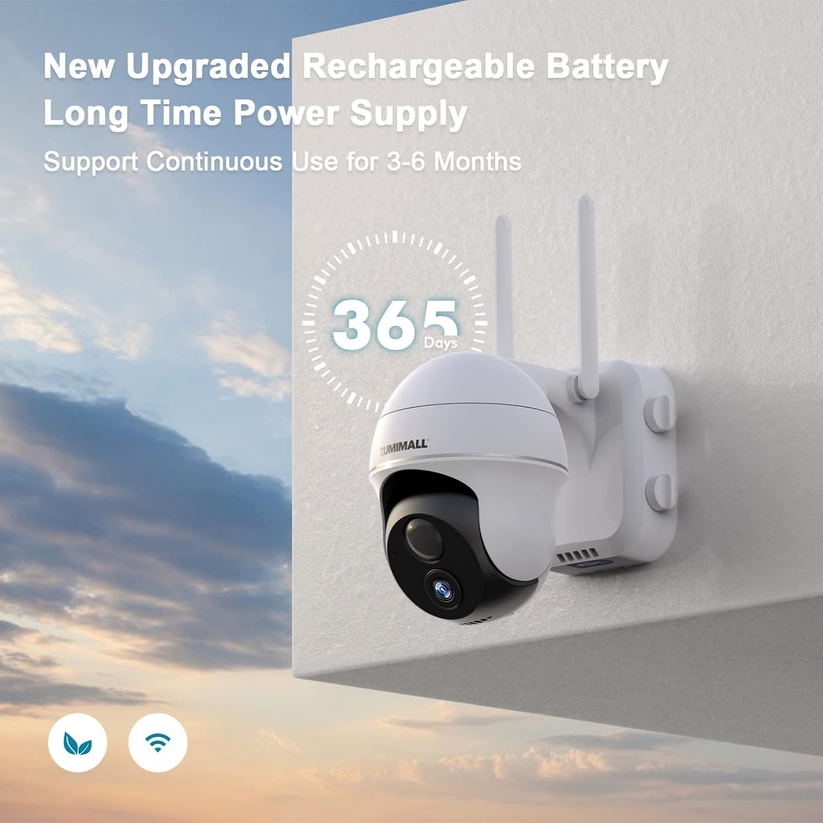 Wireless Outdoor Security Cameras with 360° PTZ, Battery Powered, 1080P Night Vision, IP66 Waterproof U3964