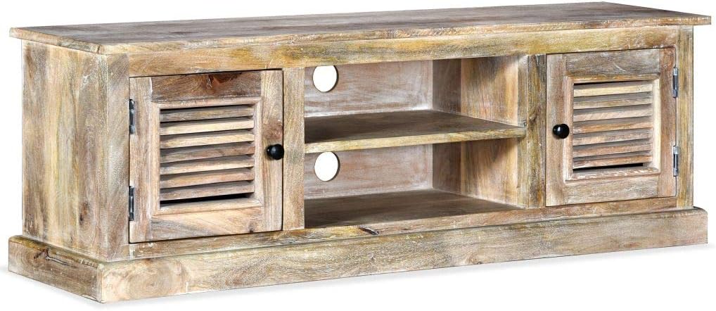 White Solid Mango Wood TV Cabinet F533975