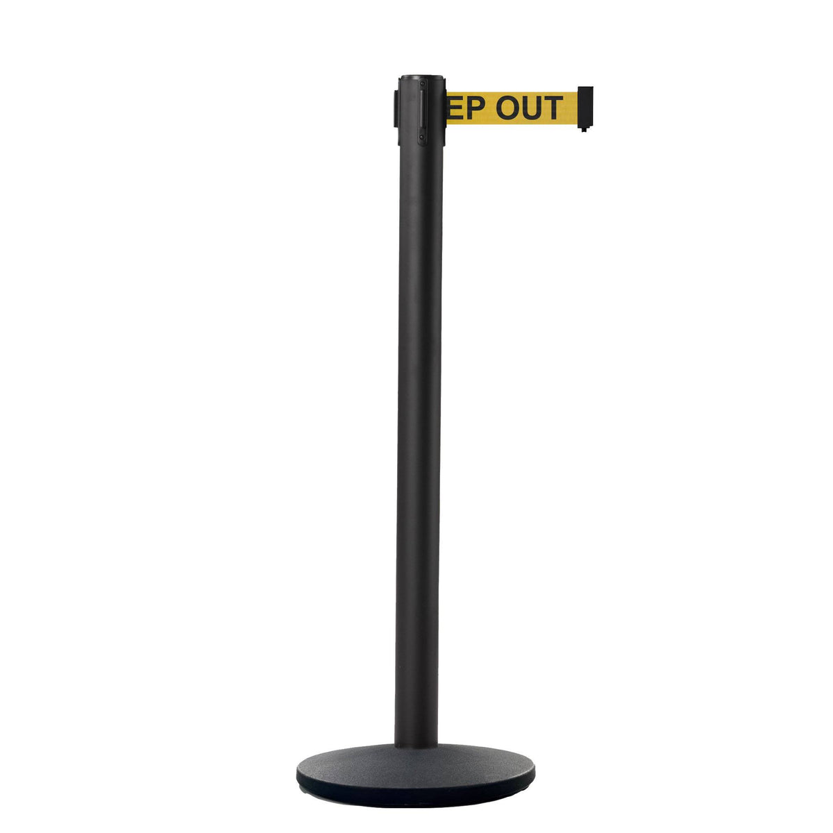 Retractable Belt Barrier Black Post Cast Iron Base 7.5 ft Belt L331