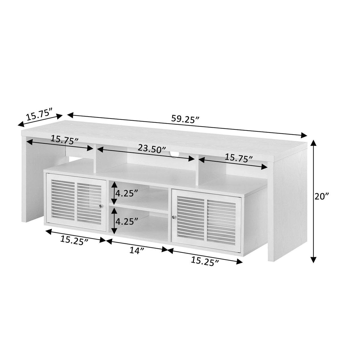 60 inch TV Stand with Storage Cabinets and Shelves T4633