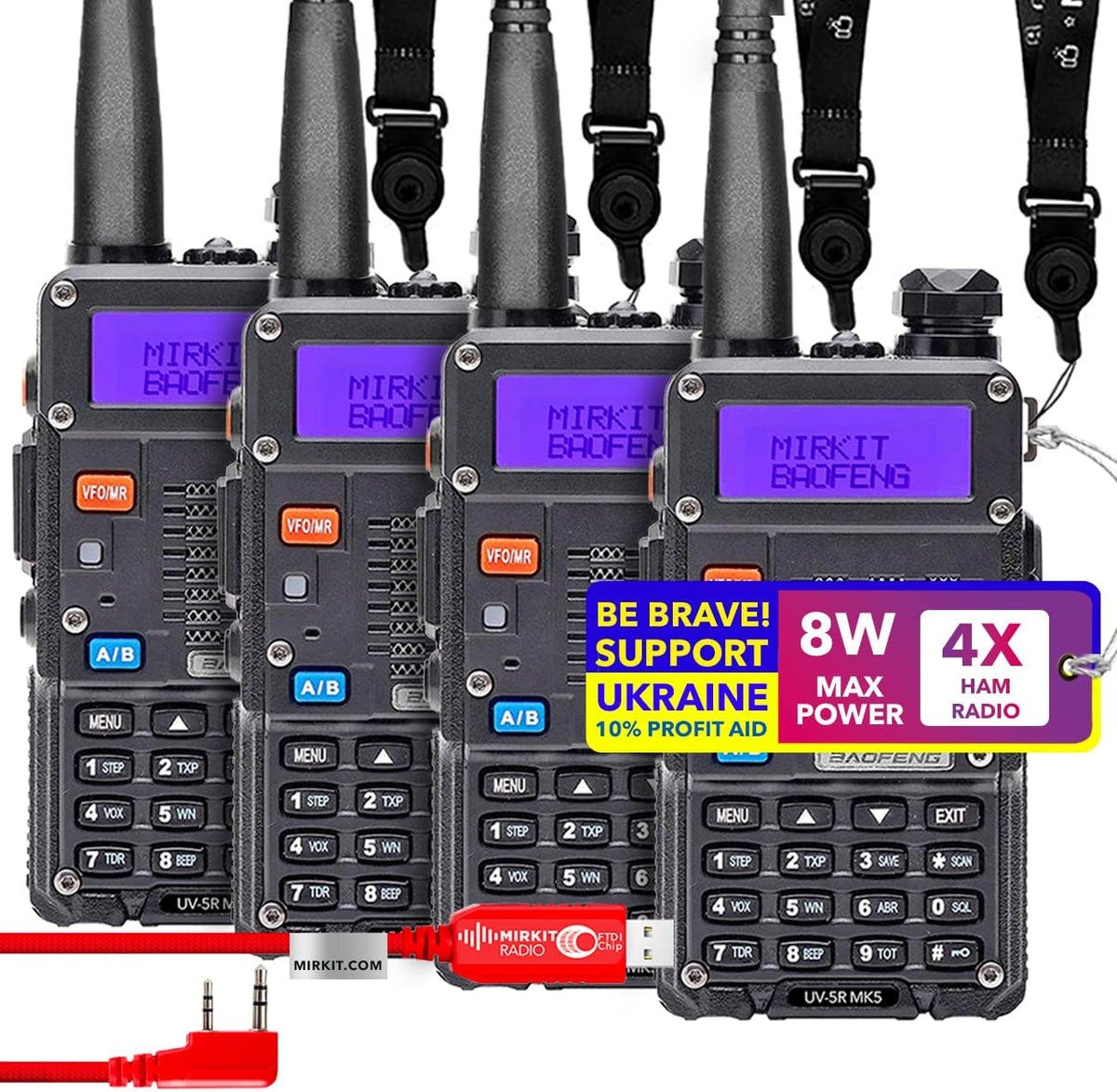4X 8 Watt Max Power 1800 mAh Li-ion Battery Ham Radios I16272