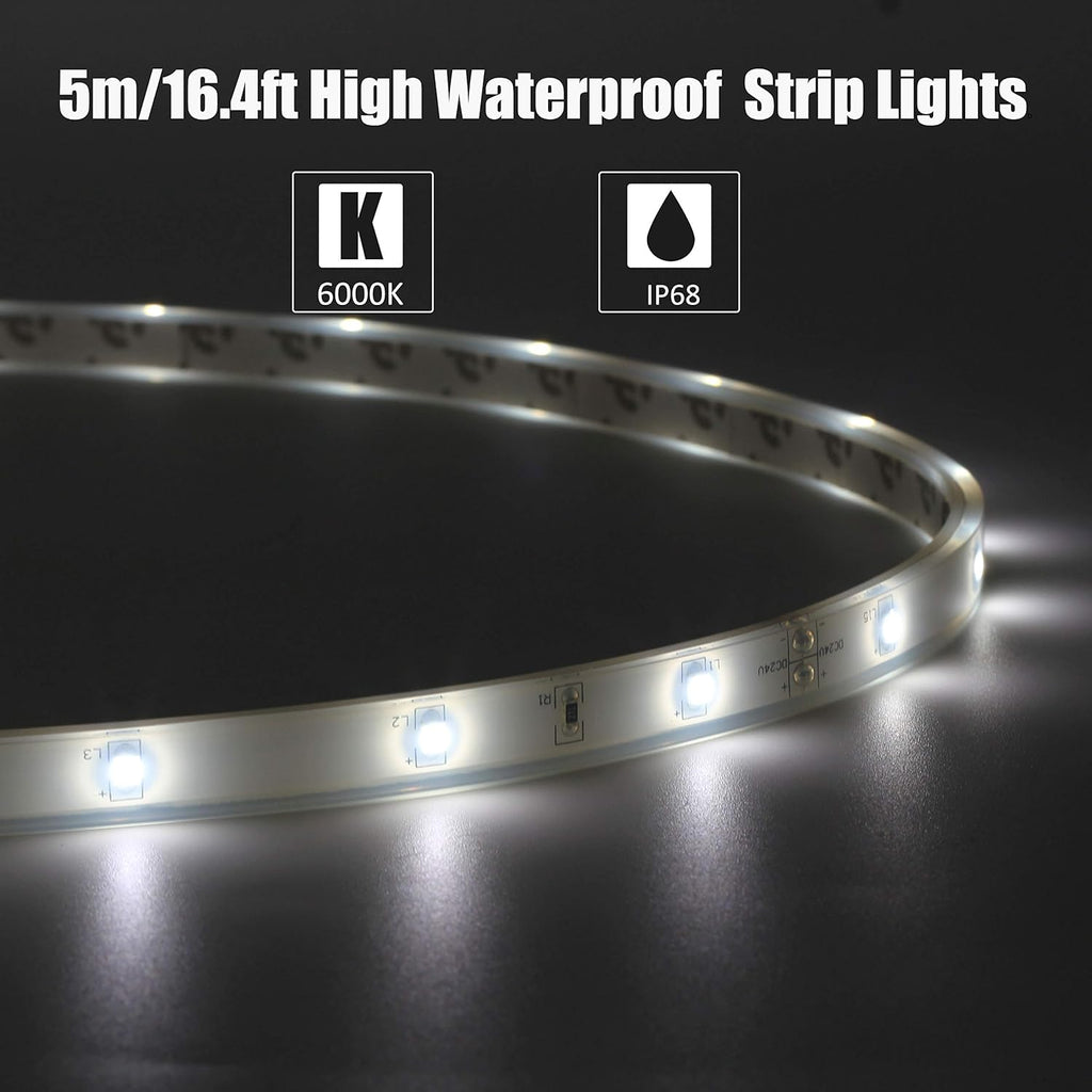 24V 12W 150LEDs IP68 Waterproof Cool White 6000K 5Meter LED Strip Lights B5586