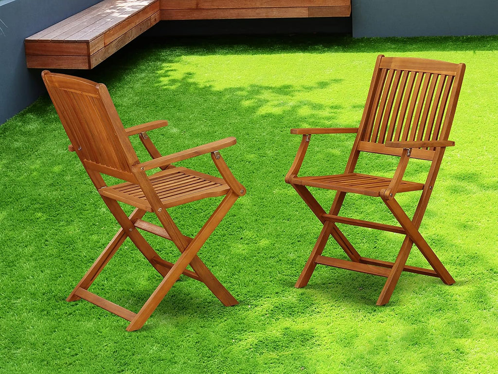 Acacia Wood Folding Arm Chair Set of two O762