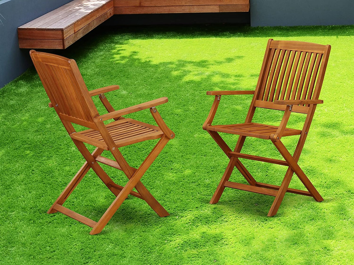 Acacia Wood Folding Arm Chair Set of two O762