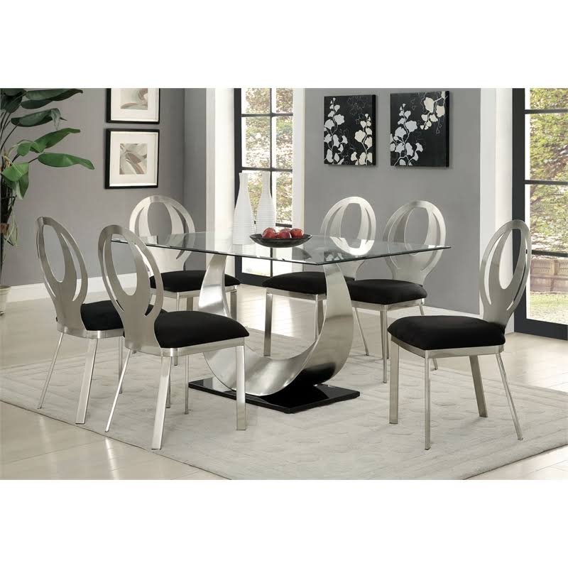Silver Metal Dining Chair Set of 2 Y7523
