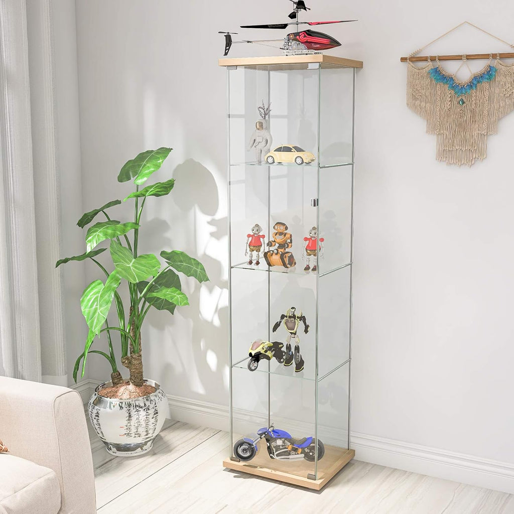 Glass Display Cabinet 4 Shelves with Door White S293