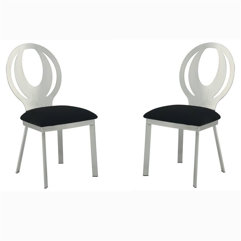Silver Metal Dining Chair Set of 2 Y7523