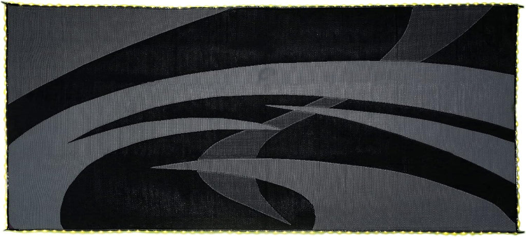 LED Illuminated Patio Mat 8-Feet x 18-Feet Black/White/Grey RV Camping Mat P354868