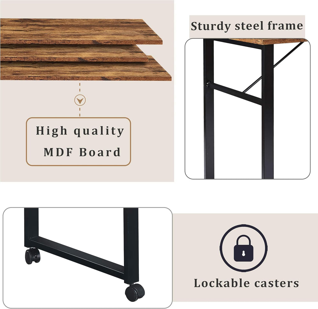 L-Shaped Rotating Computer Desk with Lockable Casters H3407
