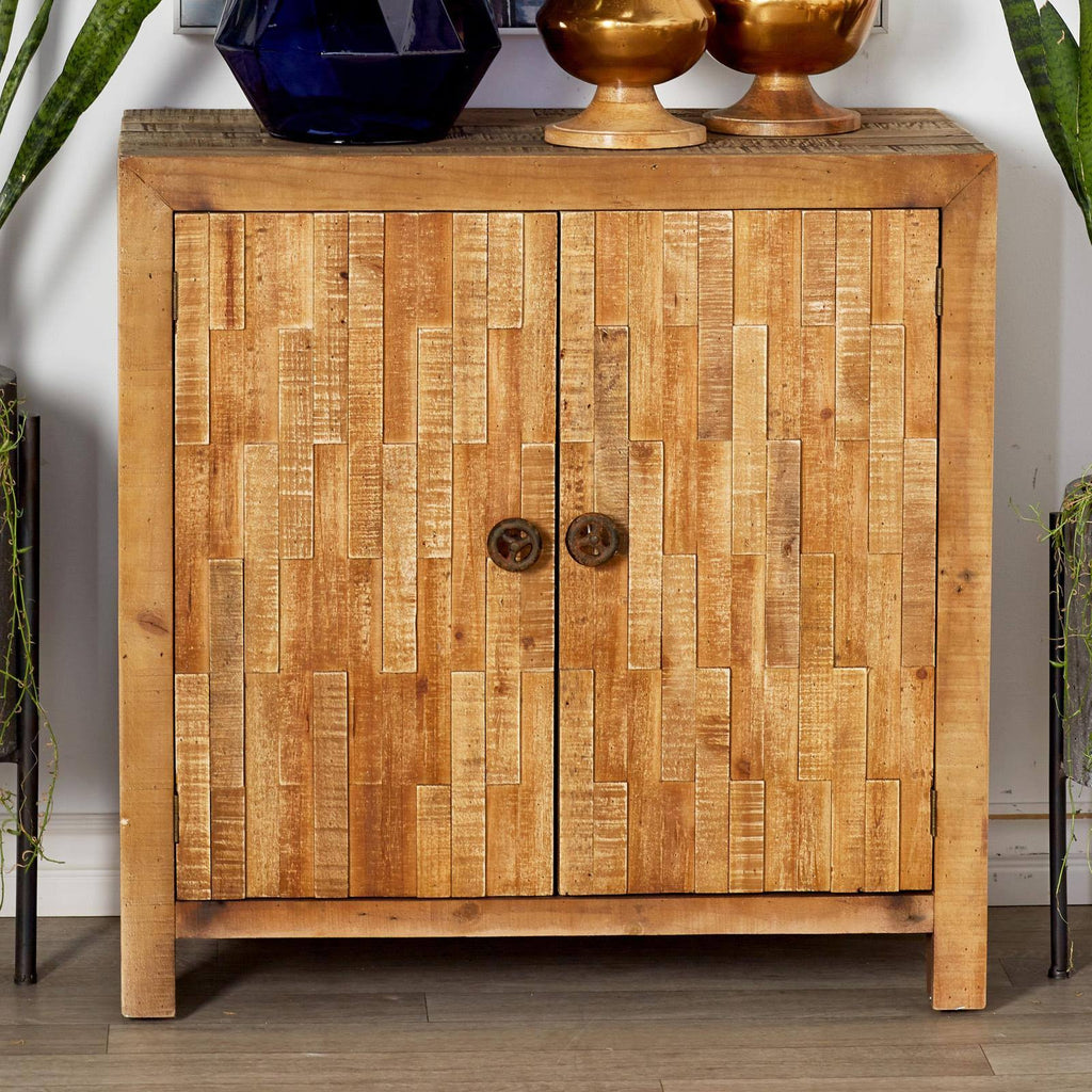 Brown 2-Door Wooden Textured Cabinet R41747