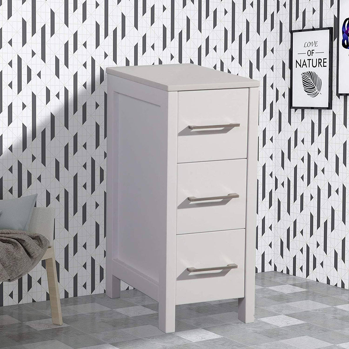 12 inch Wide Bathroom Vanity Cabinet with Ceramic Top S633