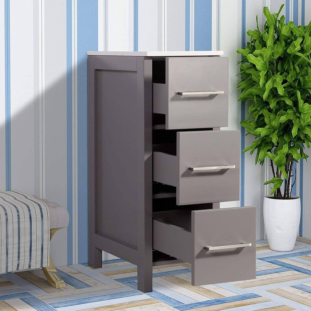 12 inch Wide Bathroom Vanity Cabinet with Ceramic Top S633