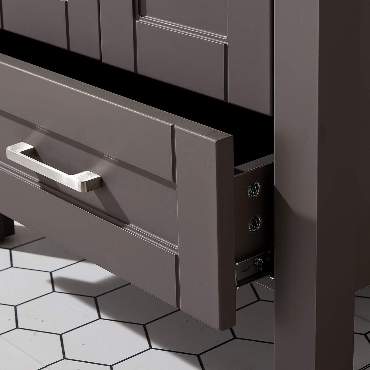 24 Inch Grey Wood Bathroom Vanity with Ceramic Sink F727