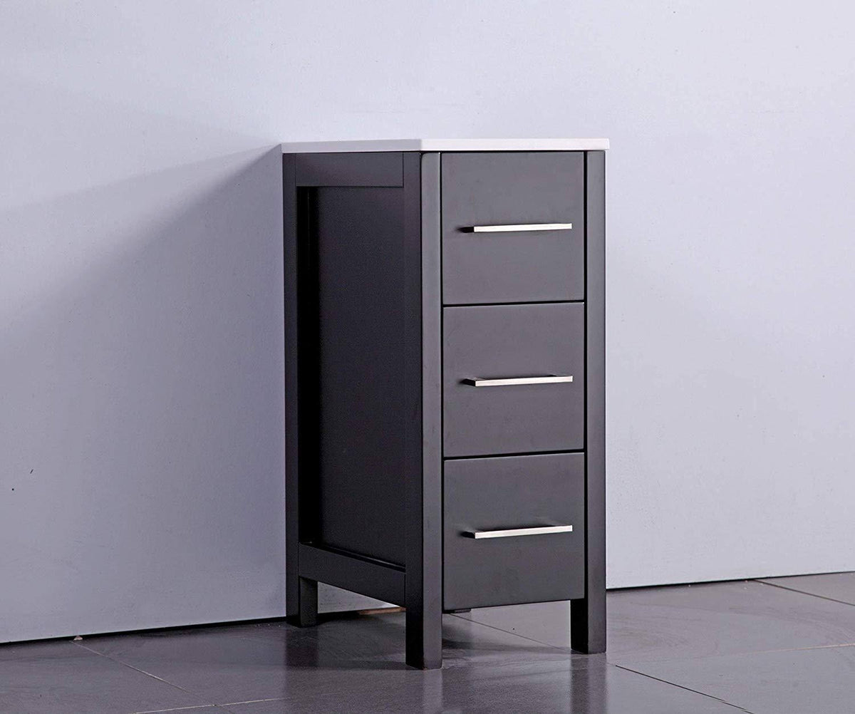 12 inch Wide Bathroom Vanity Cabinet with Ceramic Top S633