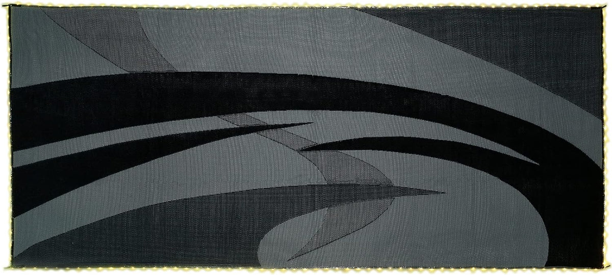 LED Illuminated Patio Mat 8-Feet x 18-Feet Black/White/Grey RV Camping Mat P354868