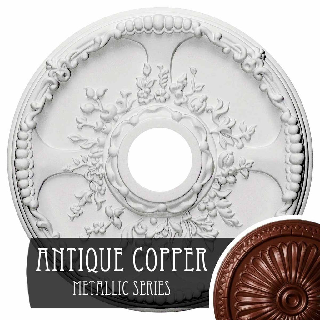 Hand-Painted Walnut Ceiling Medallion E721985