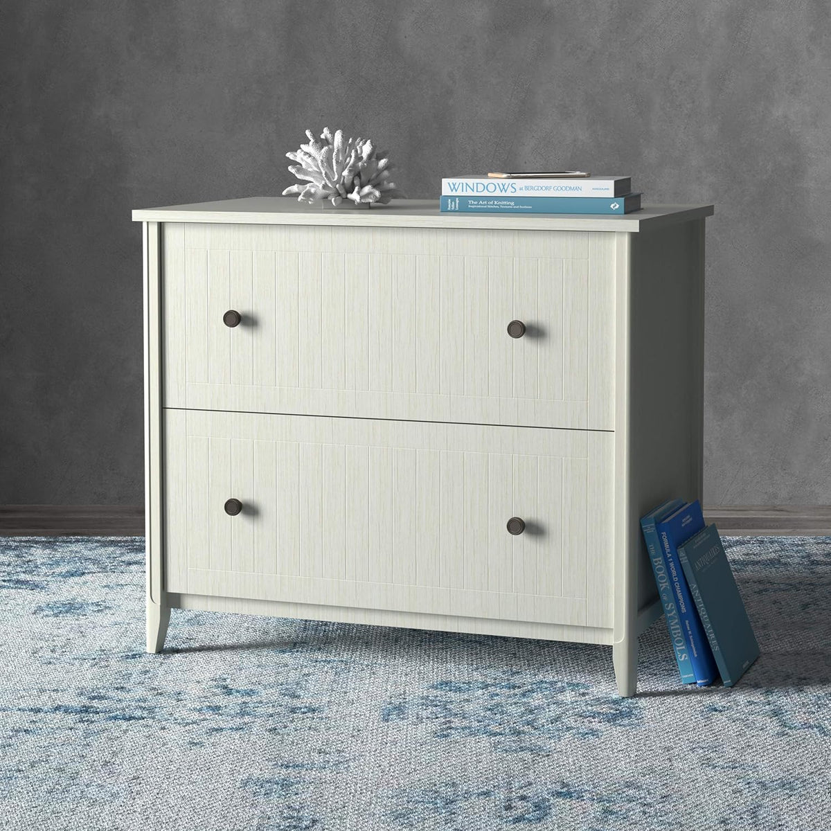 Weathered White Lateral Filing Cabinet Q906