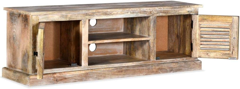 White Solid Mango Wood TV Cabinet F533975