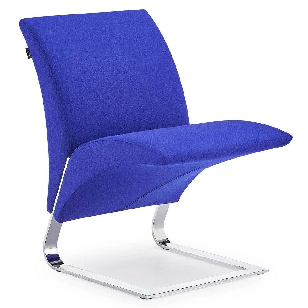 Dark Blue Cashmere Fabric Chair with Chrome Base W42986