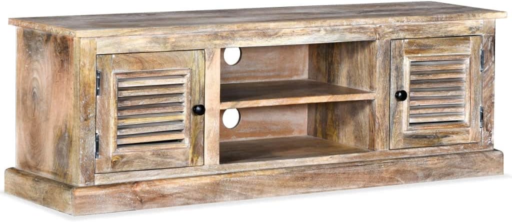 White Solid Mango Wood TV Cabinet F533975