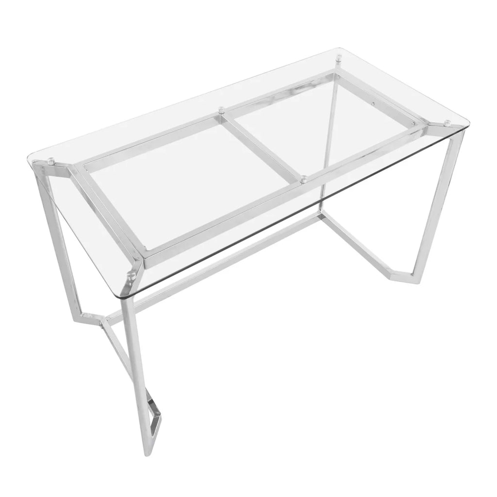 Modern Mirrored Chrome Clear Glass Office Desk X920